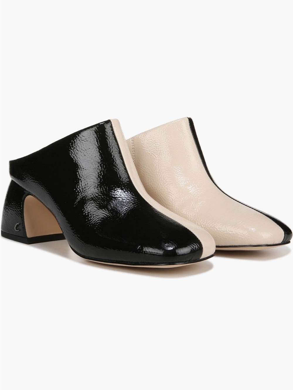 Circus by Sam Edelman Two-Tone Black and Cream Patent Leather Mules